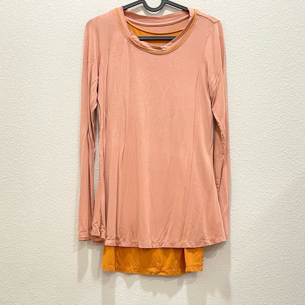 Pre-loved! LOGO Lori Goldstein Salmon Orange Layered Long Sleeve Tee!
